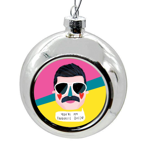 FAVOURITE QUEEN - colourful christmas bauble by Nichola Cowdery