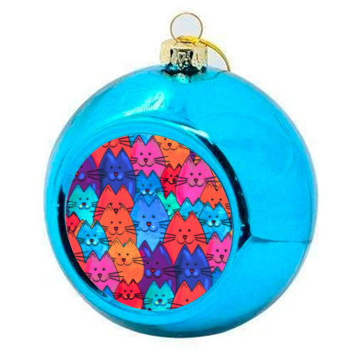 Quilt of Cats - colourful christmas bauble by Kat Pearson