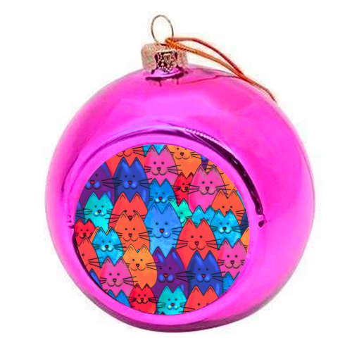 Quilt of Cats - colourful christmas bauble by Kat Pearson