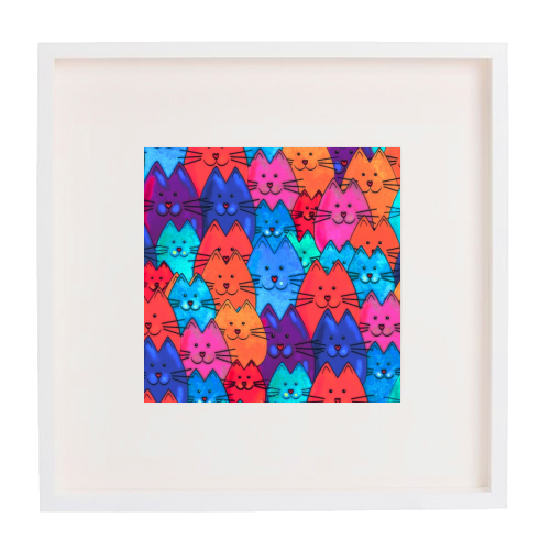 Quilt of Cats - framed poster print by Kat Pearson
