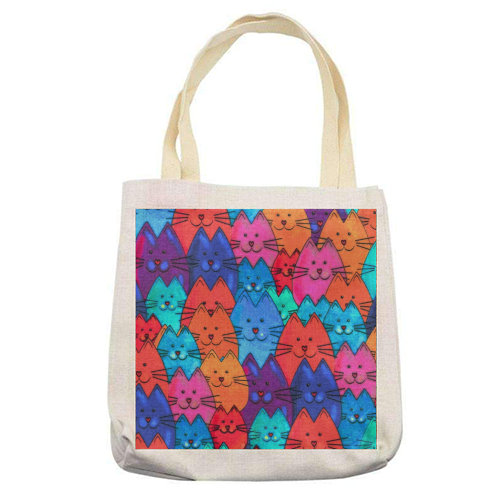 Quilt of Cats - printed tote bag by Kat Pearson