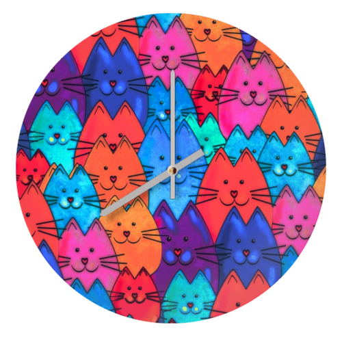 Quilt of Cats - quirky wall clock by Kat Pearson