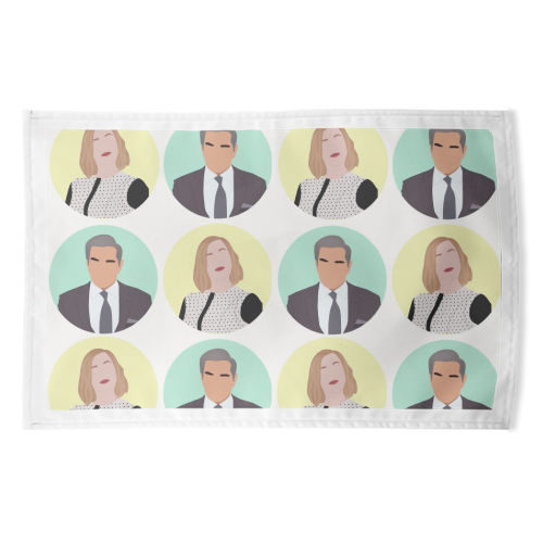 Moira and Johnny Rose - funny tea towel by Cheryl Boland