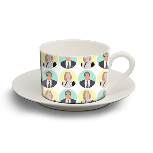 Moira and Johnny Rose - personalised cup and saucer by Cheryl Boland