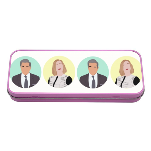 Moira and Johnny Rose - tin pencil case by Cheryl Boland