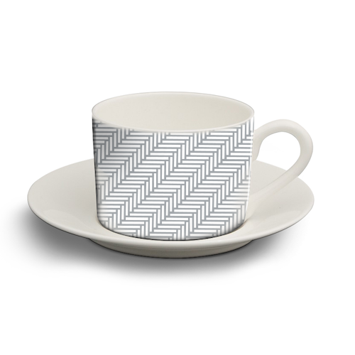Herring 45 2 Grey - personalised cup and saucer by Emeline Tate