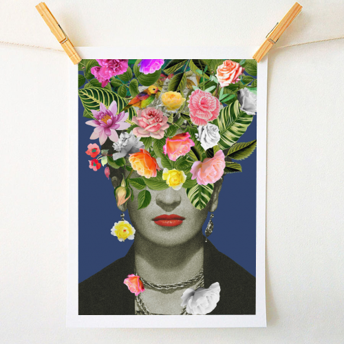 Frida Floral (Blue) - A1 - A4 art print by Frida Floral Studio