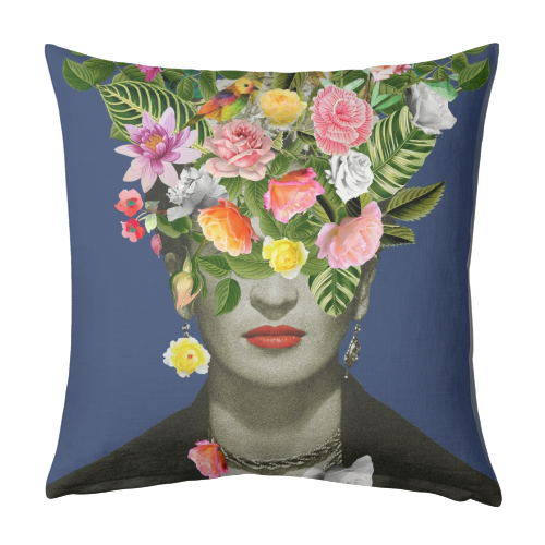 Frida Floral (Blue) - designed cushion by Frida Floral Studio