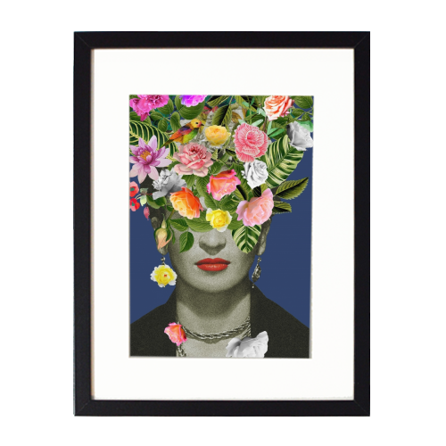Frida Floral (Blue) - framed poster print by Frida Floral Studio
