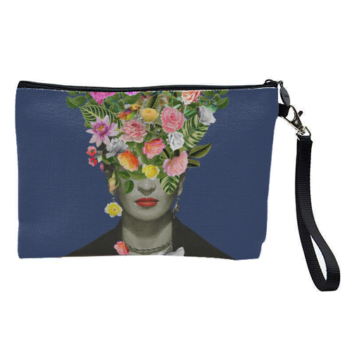Frida Floral (Blue) - pretty makeup bag by Frida Floral Studio