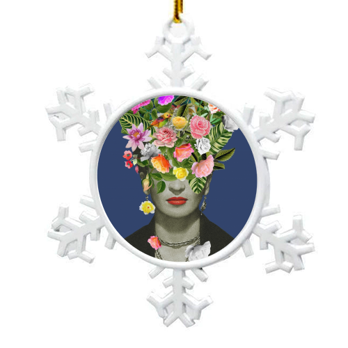 Frida Floral (Blue) - snowflake decoration by Frida Floral Studio