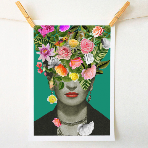 Frida Floral (Green) - A1 - A4 art print by Frida Floral Studio