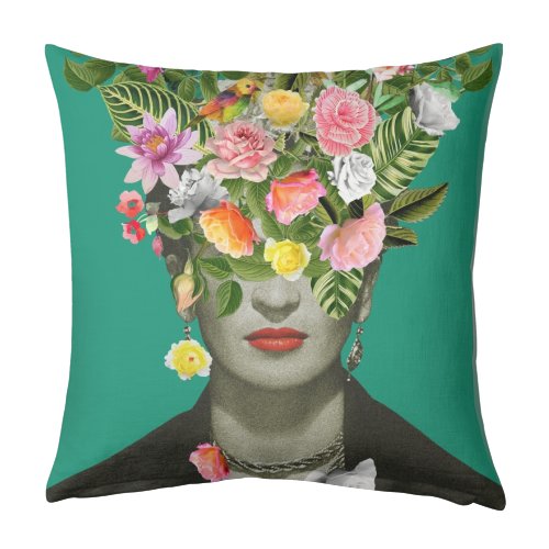 Frida Floral (Green) - designed cushion by Frida Floral Studio