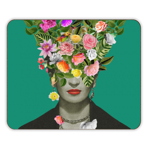 Frida Floral (Green) - designer placemat by Frida Floral Studio