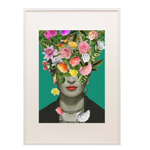 Frida Floral (Green) - framed poster print by Frida Floral Studio