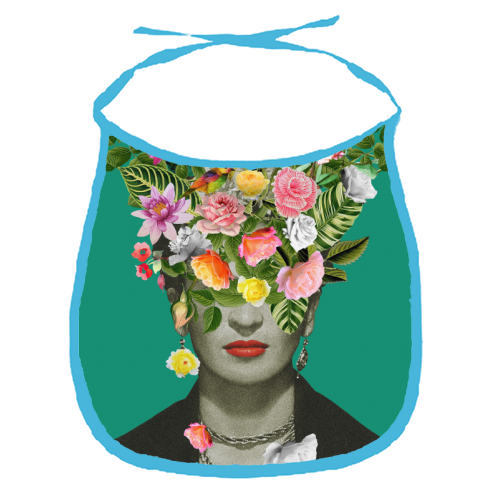 Frida Floral (Green) - funny baby bib by Frida Floral Studio