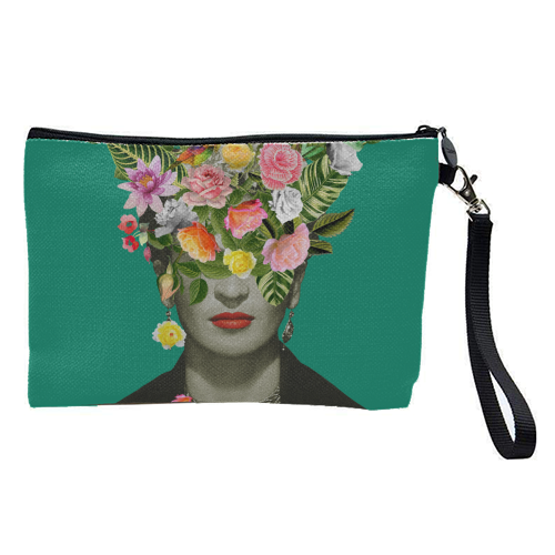 Frida Floral (Green) - pretty makeup bag by Frida Floral Studio