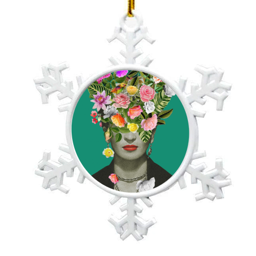 Frida Floral (Green) - snowflake decoration by Frida Floral Studio
