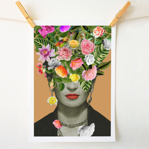 Frida Floral (Orange) - A1 - A4 art print by Frida Floral Studio