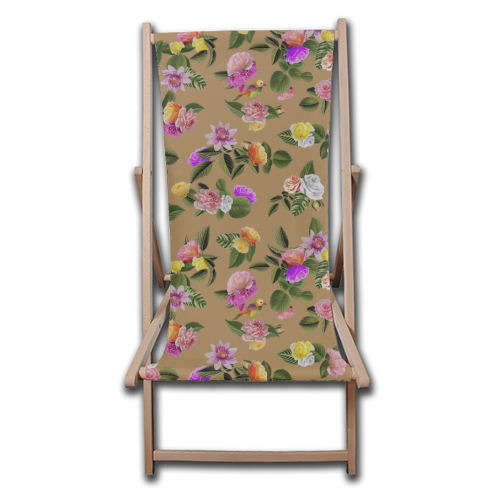 Frida Floral (Orange) - canvas deck chair by Frida Floral Studio