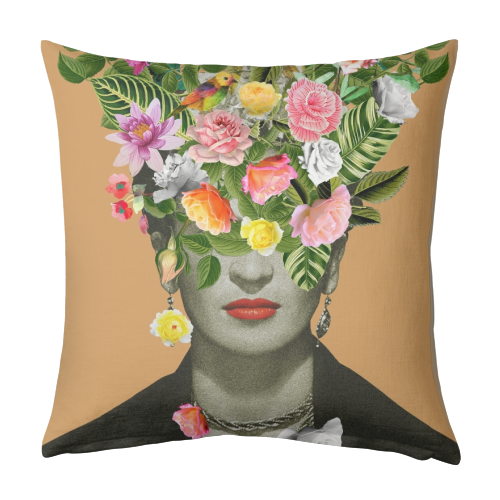 Frida Floral (Orange) - designed cushion by Frida Floral Studio