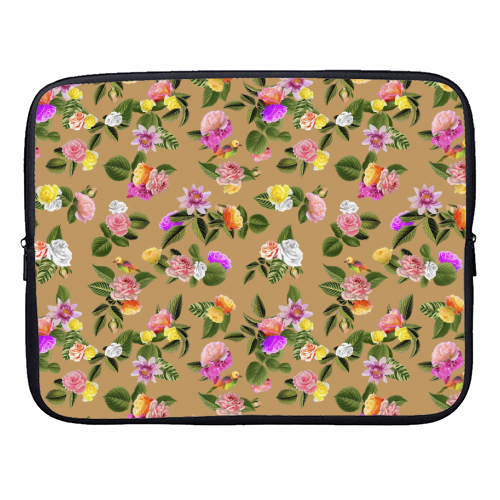 Frida Floral (Orange) - designer laptop sleeve by Frida Floral Studio