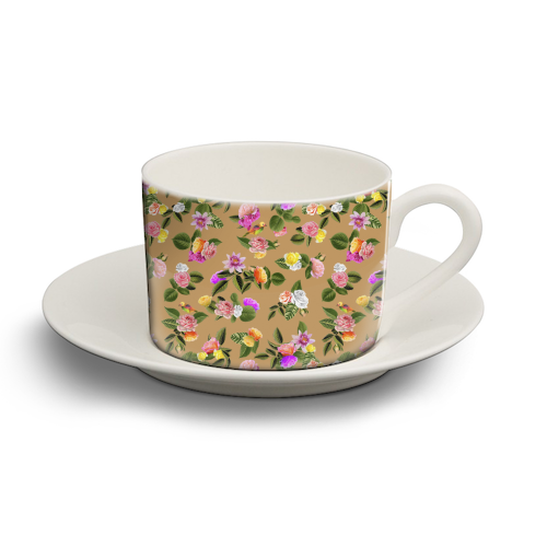 Frida Floral (Orange) - personalised cup and saucer by Frida Floral Studio