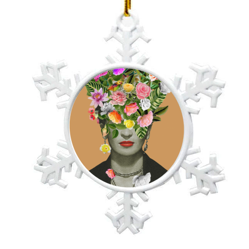 Frida Floral (Orange) - snowflake decoration by Frida Floral Studio