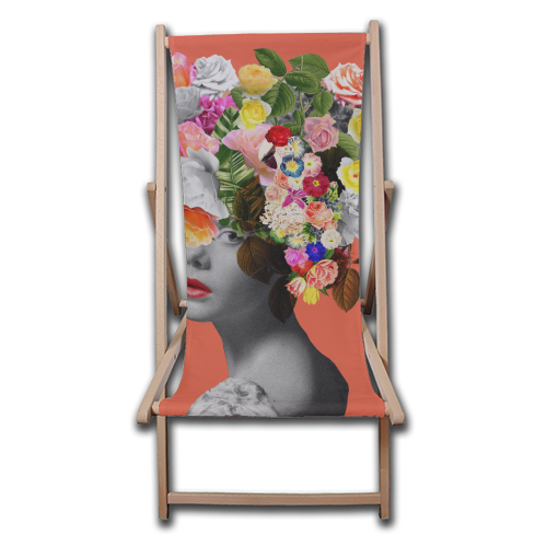 Orange Lady - canvas deck chair by Frida Floral Studio