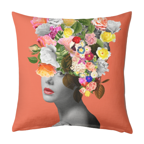 Orange Lady - designed cushion by Frida Floral Studio