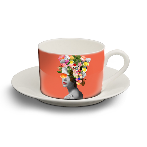 Orange Lady - personalised cup and saucer by Frida Floral Studio