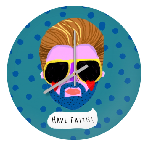 HAVE FAITH - quirky wall clock by Nichola Cowdery