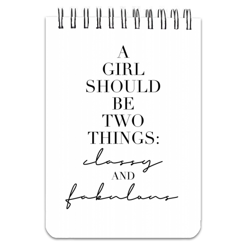 A Girl Should be Two Things Classy and Fabulous - personalised A4, A5, A6 notebook by Toni Scott