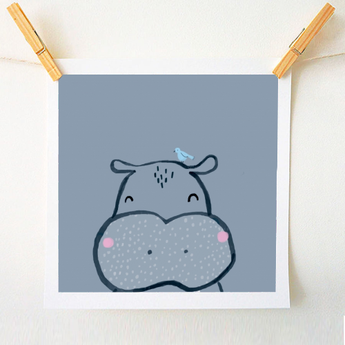 Inky hippo - A1 - A4 art print by lauradidthis