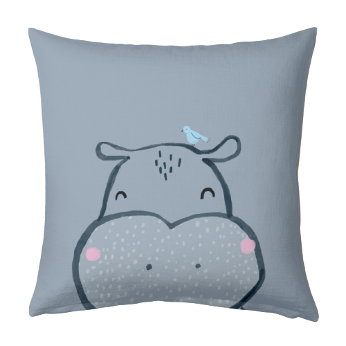 Inky hippo - designed cushion by lauradidthis
