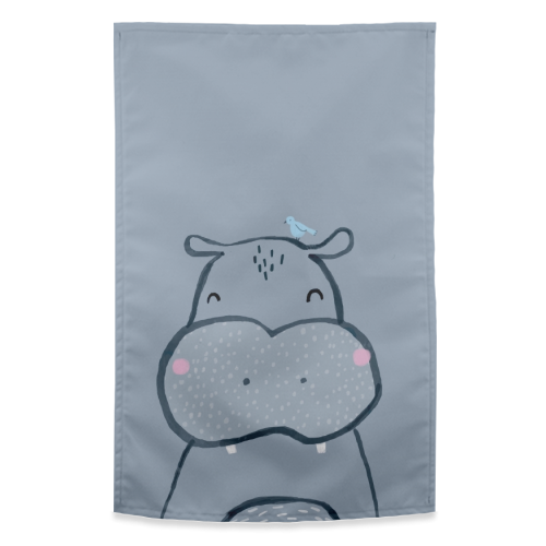 Inky hippo - funny tea towel by lauradidthis
