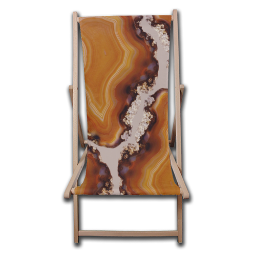 Orange Brown Agate Pattern #1 #gem #decor #art - canvas deck chair by Anita Bella Jantz