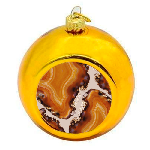 Orange Brown Agate Pattern #1 #gem #decor #art - colourful christmas bauble by Anita Bella Jantz