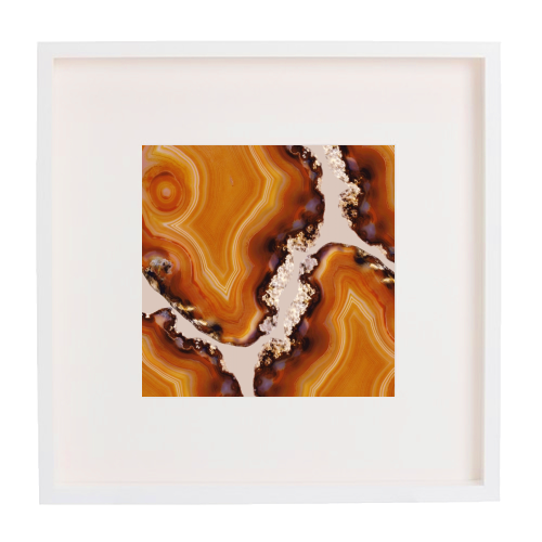 Orange Brown Agate Pattern #1 #gem #decor #art - framed poster print by Anita Bella Jantz