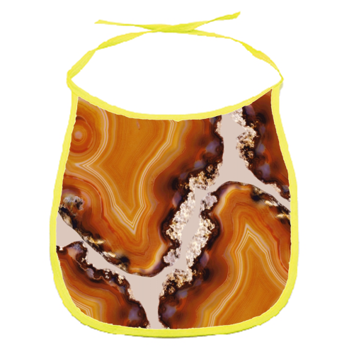 Orange Brown Agate Pattern #1 #gem #decor #art - funny baby bib by Anita Bella Jantz