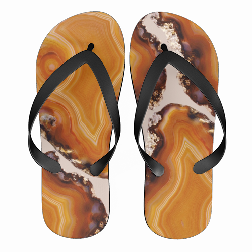 Orange Brown Agate Pattern #1 #gem #decor #art - funny flip flops by Anita Bella Jantz