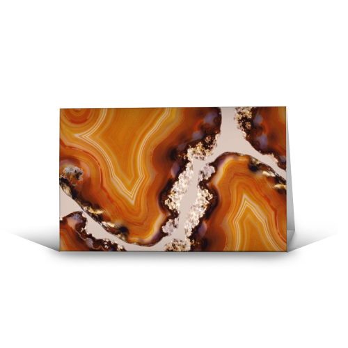 Orange Brown Agate Pattern #1 #gem #decor #art - funny greeting card by Anita Bella Jantz