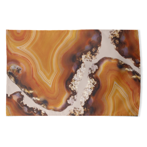 Orange Brown Agate Pattern #1 #gem #decor #art - funny tea towel by Anita Bella Jantz