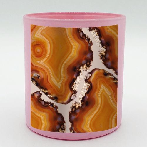 Orange Brown Agate Pattern #1 #gem #decor #art - scented candle by Anita Bella Jantz