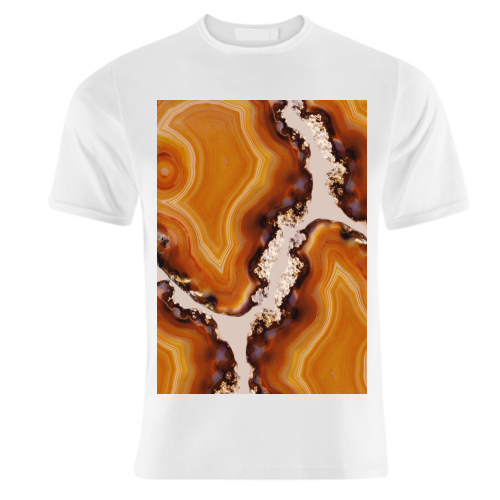 Orange Brown Agate Pattern #1 #gem #decor #art - unique t shirt by Anita Bella Jantz