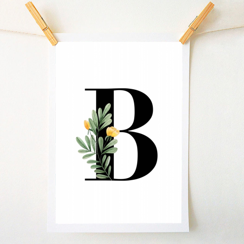 B Floral Letter Initial - A1 - A4 art print by Toni Scott
