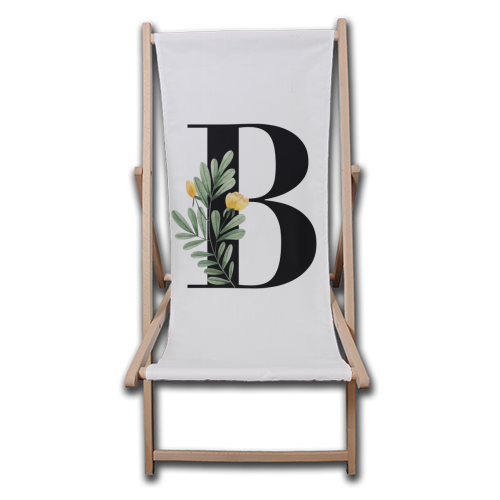 B Floral Letter Initial - canvas deck chair by Toni Scott