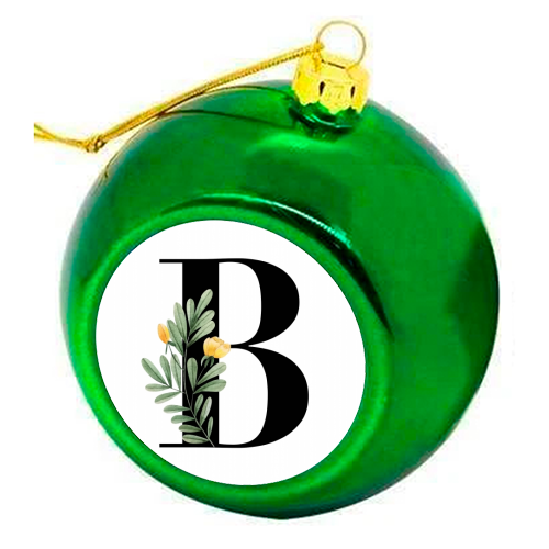 B Floral Letter Initial - colourful christmas bauble by Toni Scott