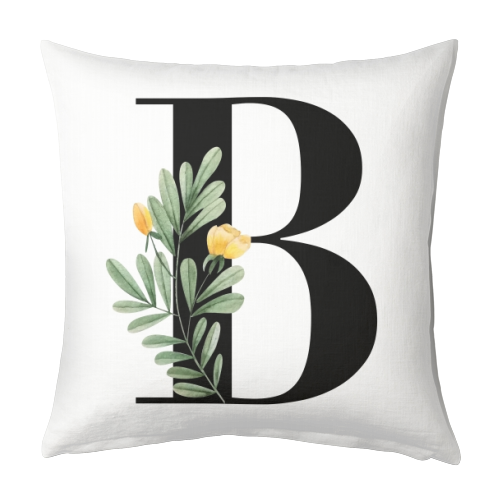 B Floral Letter Initial - designed cushion by Toni Scott