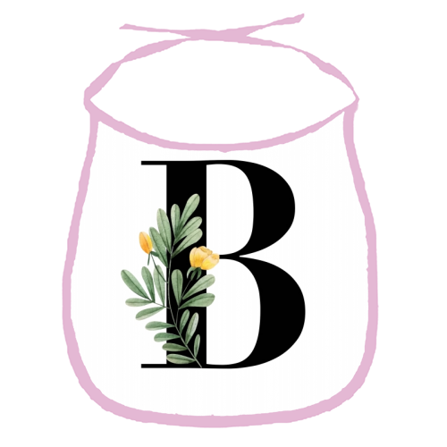 B Floral Letter Initial - funny baby bib by Toni Scott